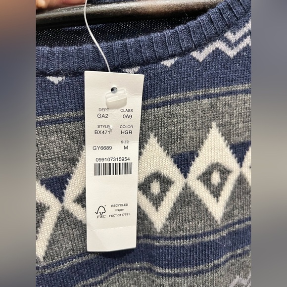 J.Crew Cropped Crewneck Sweater blue fair isle wool blend sweater size XL - Picture 9 of 11